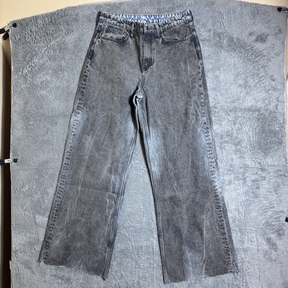Free People Baykan SAMPLE Jeans Gray Acid Wash Wide Flare Leg Size 32 No Tag